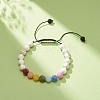 Natural Magnesite & Mixed Stone Round Braided Bead Bracelet for Women BJEW-JB08384-01-2