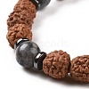 4Pcs Natural Rudraksha and Gemstone Beads Stretch Bracelets Set for Women Men BJEW-JB08939-5