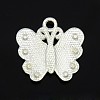 Silver Plated Alloy Enamel Rhinestone Butterfly Pendants ENAM-M013-01F-2