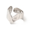 304 Stainless Steel Wave Open Cuff Ring for Women RJEW-E063-17P-3