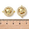 Rack Plating Brass Micro Pave Cubic Zirconia Flat Round with Leopard Connector Charm KK-C084-09G-3