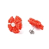 Daisy Glass Seed Beaded Stud Earrings EJEW-MZ00334-05-4