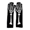 Long Polyester Skeleton Hand Horror Full Finger Gloves AJEW-A045-01B-1
