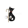 Cat Shape with Cane Enamel Pin PW-WG4F1E2-01-1