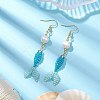 Glass & Shell Dangle Earrings EJEW-MZ00160-03-2