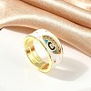 Brass Micro Pave Cubic Zirconia Enamel Cuff Rings for Women RJEW-L113-019G-06-2