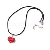 3D Heart Glass Seed Beads Pendant Necklaces NJEW-MZ00046-03-4