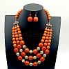 Acrylic Round Beaded Multilayer Necklaces & Dangle Earrings Sets FS-WG7ABDD-03-1