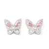 Brass Pave Cubic Zirconia Butterfly Beads KK-C168-07S-1