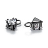 Brass Clear Cubic Zirconia Charms ZIRC-G170-14-4