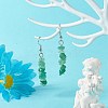 Natural Green Aventurine Chip Beads Dangle Earrings EJEW-JE04649-03-2