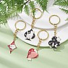 4Pcs 4 Styles Alloy Enamel Pendants Keychain KEYC-JKC00578-2