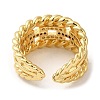 Rack Plating Real 18K Gold Plated Brass Hollow Rectangle Open Cuff Rings RJEW-B048-03G-3