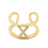 Clear Cubic Zirconia Initial Letter Open Cuff Ring RJEW-A012-01G-X-1