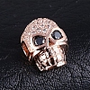 Brass Micro Pave Black Cubic Zirconia Beads ZIRC-WH0004-02RG-1