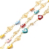 Ion Plating(IP) Stainless Steel Heart Link Chains with Colorful Enamel Evil Eye CHS-C005-02G-1