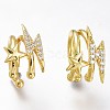 Brass Micro Pave Clear Cubic Zirconia Cuff Earrings ZIRC-I049-26G-1