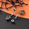 Snake Head 316 Surgical Stainless Steel Cubic Zirconia Belly Button Rings EJEW-G416-16AS-03-2