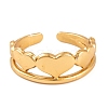 Vacuum Plating 304 Stainless Steel Heart Cuff Rings for Women RJEW-G316-03G-2