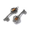 Key Brass Natural Tiger Eye Big Pendants KK-D361-01AS-18-2