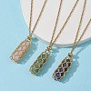 Natural Mixed Gemstone Bullet Pendant Necklaces NJEW-JN04529-02-6