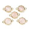 Brass Natural Rose Quartz Connector Charms KK-Z096-01G-02-1