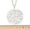 304 Stainless Steel Hollow Arabic Flat Round Pendant Box Chain Necklaces for Women Men NJEW-R013-01P-5