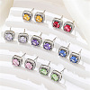 Elegant Zircon Square Stud Earrings for Women TY1635-1-1