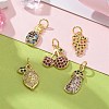 10Pcs 5 Style Golden Plated Fruit Theme Brass Micro Pave Cubic Zirconia Charms ZIRC-ZZ0001-05G-5