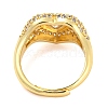 Enamel Heart Adjustable Ring with Clear Cubic Zirconia RJEW-Q781-01G-03-3