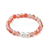 8mm Two Tone Transparent Crackle Glass Beaded Stretch Bracelets BJEW-JB10538-1