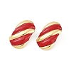 Ion Plating(IP) 304 Stainless Steel Oval Stud Earrings EJEW-Z068-34G-04-4