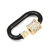 Oval Brass Micro Pave Clear Cubic Zirconia Screw Carabiner Clasps KK-B167-01A-04G-2