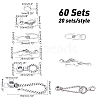 60 Sets 3 Style Tibetan Style Alloy Hook and Eye Clasps PALLOY-AR0001-21-5