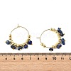 Natural Lapis Lazuli & Natural Amethyst & Natural South Red Agate & Natural White Moonstone & Natural Madagascar Rose Quartz & Natural Amazonite Chip & Brass Bead Hoop Earrings EJEW-JE07441-6