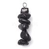 Gradient Color Natural Smoky Quartz & Natural Obsidian & Natural Labradorite Chip Beaded Pendants PALLOY-JF02791-07-3