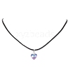Glass Heart Pendant Necklaces NJEW-JN04476-3
