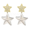 Rack Plating Brass Micro Pave Cubic Zirconia Star Dangle Stud Earrings EJEW-H117-06GP-1