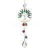 Christmas Glass Beads Wire Wrapped Tree of Life Hanging Ornaments HJEW-TA00209-1