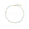 Elegant Natural Rose Quartz & Aquamarine Beaded Necklaces for Women PA6706-2-1