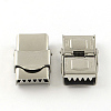 Tarnish Resistant Smooth Surface 201 Stainless Steel Watch Band Clasps X-STAS-R063-79-1