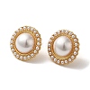 Rack Plating Brass Flat Round Stud Earrings EJEW-L224-72G-02-2