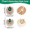 ARRICRAFT 4Pcs 2 Styles Peacock Feather Alloy Rhinestone Shoe Buckle Clips AJEW-AR0001-83-2