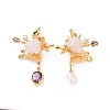 Rhinestone Butterfly with Teardrop Dangle Stud Earrings PW23032791979-3