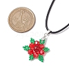 Natural Carnelian(Dyed & Heated) & Glass Snowflake Pendant Necklaces NJEW-JN05054-01-3