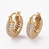 Brass Micro Pave Clear Cubic Zirconia Hoop Earrings EJEW-C502-08G-1