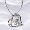 Brass Blue Cubic Zirconia Mushroom Heart Pendant Necklaces for Women NJEW-C067-01P-1