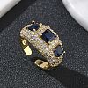 Brass Micro Pave Cubic Zirconia Cuff Open Rings for Women RJEW-L343-13G-3