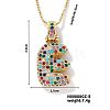 Brass Pave Colorful Cubic Zirconia Letter Pendant Box Chain Necklaces NU0575-5-1