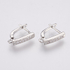 Brass Micro Pave Cubic Zirconia Hoop Earring Findings with Latch Back Closure ZIRC-K075-34P-1